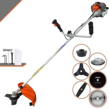 Imagem de Roçadeira Multifunções Vulcan VR330P À Gasolina 2T 33cc 1,2HP 10.000rpm Com Carretel + Kit 4 Lâminas de Cortes + Escova de Aço Para Pavers e Calçadas
