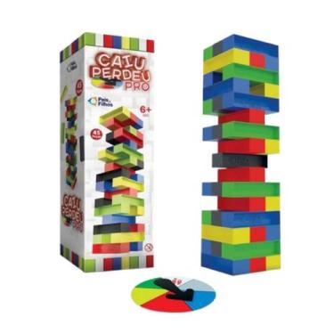 Imagem de Jogo Caiu Perdeu Torre Equilíbrio Infantil Diversão Pais e Filhos Esti