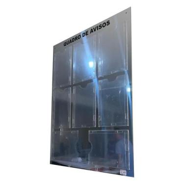 Imagem de Quadro Aviso E Gestão Á Vista Premium 8 Displays A4 ACM Prata Espelhad