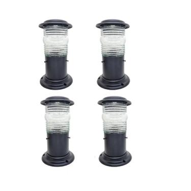 Imagem de Kit 4 Unidades Poste Balizador Casa Jardim Sitio Preto 25Cm