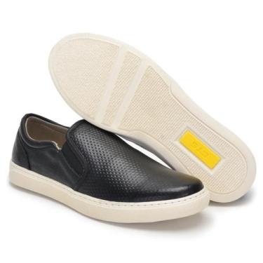 Imagem de Tênis SlipOn Masculino Couro Modelo Iate Leve E Confortável Solado de 