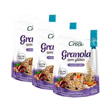 Imagem de Kit 3X: Granola de Aveia Light Sem Glúten Leve Crock 200g