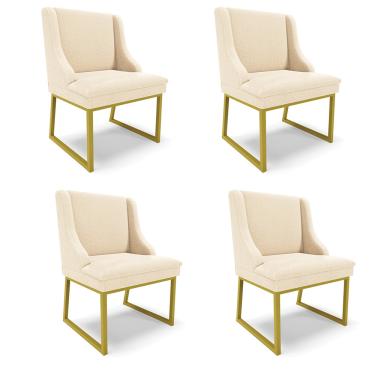 Imagem de Cadeira Sala de Jantar Industrial Dourado kit 4 Liz Bouclê D03 - D'Rossi