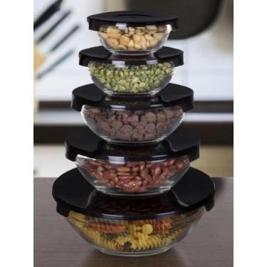 Imagem de Conjunto 5 Tigelas de Vidro com Tampa, Potes de Vidro, Bowls de Vidro,