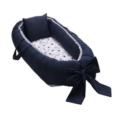 Imagem de Ninho Redutor de Berço Para Bebê com Travesseiro Menina Menino (Meu Príncipe Marinho)