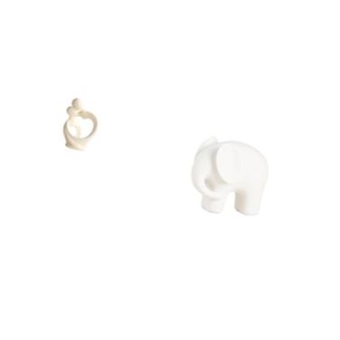 Imagem de Fenteer Coleção de Esculturas Artísticas de Elefantes em Resina E Cerâmica para Mesa, Armário, Estante, Mesa, Decoração para Casa, Presente de Aniversário