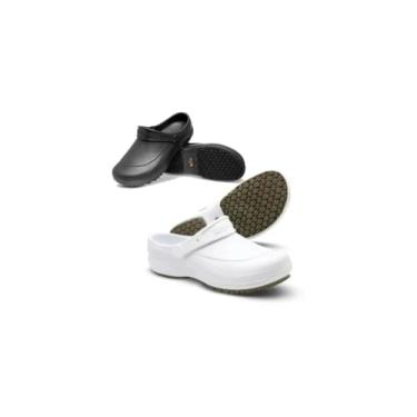 Imagem de Sapato Eva Borracha Babuche Branco Preto BB60 para Clínicas Cozinha Enfermagem Limpeza Hospitalar Cirúrgico (BRANCO, BR, Adulto, Numérico, 41.5)