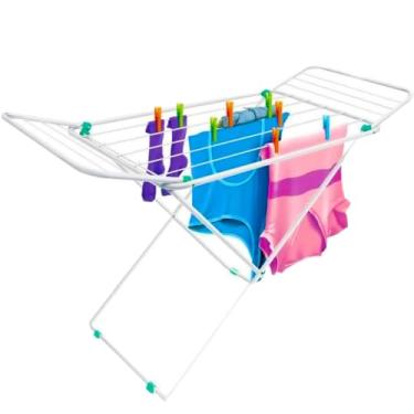 Imagem de Varal de Chão Reforçado: Solução Dobrável | Abas Resistentes para Maior Capacidade e Estabilidade(Branco)