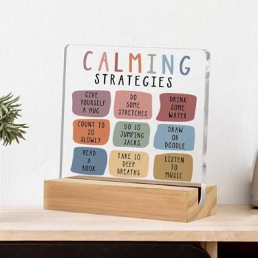 Imagem de Placa acrílica de canto calmante, terapia educativa, escritório, sala de aula, decoração de crescimento, placa decorativa de mesa transparente com suporte, quarto de berçário, quarto de criança, canto