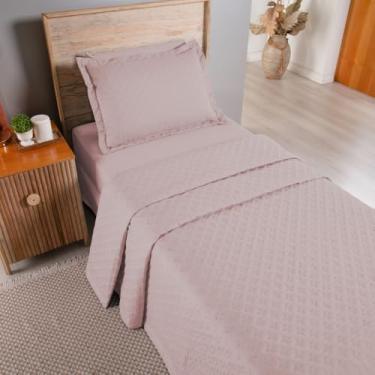 Imagem de Kit 2 Pçs Cobre Leito Solteiro Attuale Dupla Face Matelado Rosê