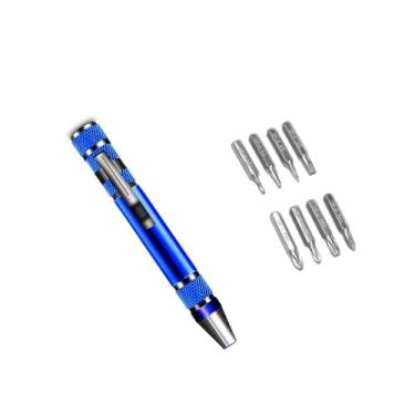 Imagem de Conjunto de chaves de fenda multifuncional 8 em 1 – ferramentas de reparo de liga de alumínio de precisão, portátil e conveniente para suas necessidades de fixação, azul