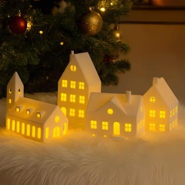 Imagem de Vila Encantada de Natal – Kit 4 Casinhas Brancas com LED