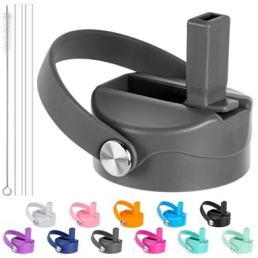 Imagem de Diumepo Tampa de canudo para Hydro Flask 12 16 18 20 32 garrafa de água de boca larga de 1,134 g, tampa de substituição para garrafas de água de boca larga Hydroflask 340.2-1,814.4 g (cinza escuro)