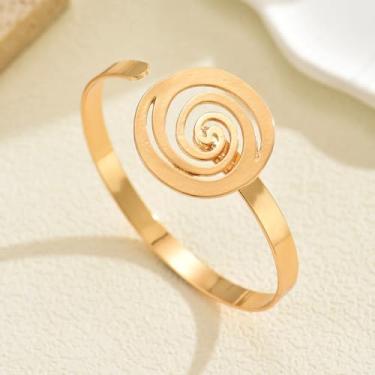Imagem de Braclert para mulheres, espiral, ajustável, anel espiral envolvente, joia geométrica para uso diário, One Size, Metal, Sem pedra preciosa