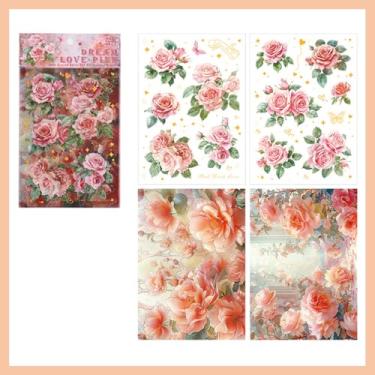 Imagem de Kit de adesivos florais de plantas, vintage, estética, transparente, conjunto de adesivos para scrapbooking, artigos estéticos, jornais de artesanato