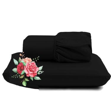 Imagem de Jogo de Lençol Dia a Dia Percal Solteiro  2 Peças Barato - Preto