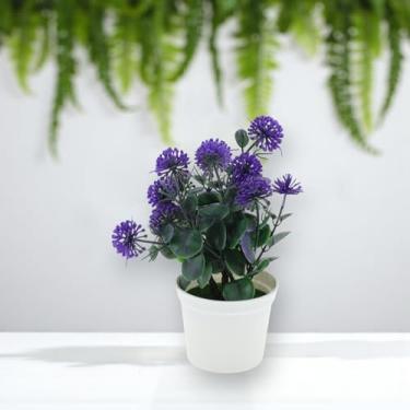 Imagem de Generic 1 arranjo artificial de plantas artificiais de hortênsia em vaso de plástico roxo 35,5 x 35,5 x 50,8 cm
