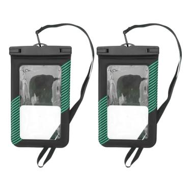 Imagem de 2 peças bolsa impermeável móvel meia listra preta verde claro capa universal à prova d'água compatível com telefone 14.0 cm x 23.0 cm contagem