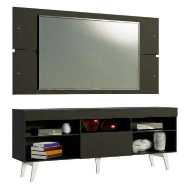 Imagem de Rack com Painel para TV até 65" com Pés Preto/Branco Madesa