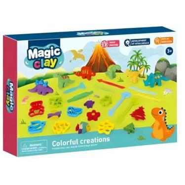 Imagem de Massinha de Modelar Infantil Dinossauro, conjunto de massinha com acessórios, Brincando Divertido Criativo para Crianças Acima de 3 Anos