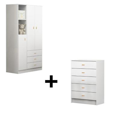 Imagem de Conjunto Guarda Roupa + Comoda Ditália Bb-322+bb-120 Branco