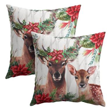 Imagem de Capa de travesseiro Granbey Deer Reindeer Christmas 60x60cm algodão