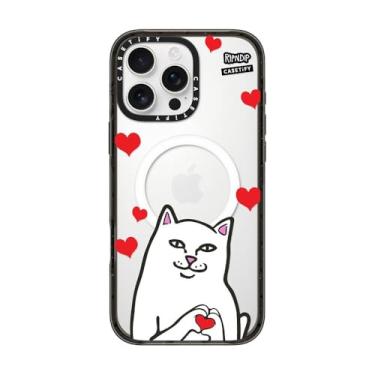 Imagem de CASETIFY Capa Impact para iPhone 16 Pro Max [RipNDip Colab / 4X Testada contra quedas de grau militar/Proteção contra quedas de 2,5 metros/Compatível com Magsafe] - Nermal Loves - Preto transparente