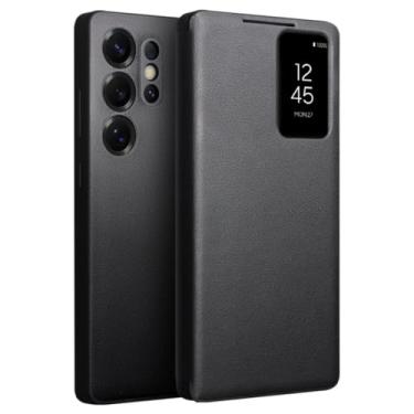 Imagem de Capas de couro para smartphone Samsung Galaxy S22, S23, S24, S25 Ultra com capa (para Galaxy S23 Ultra/preto)