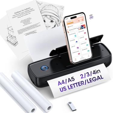 Imagem de GUTHERREN Impressora portátil sem tinta sem fio para viagens – bateria de alta resolução, 3800 mAh, mini térmica para letras A4/A5/EUA, Bluetooth e USB, impressora sem fio leve para casa/escritório