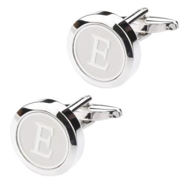 Imagem de Abotoaduras masculinas clássicas de aço inoxidável - letras do alfabeto A-Z para negócios e camisas de casamento, one size, Cobre, Sem Pedra Preciosa