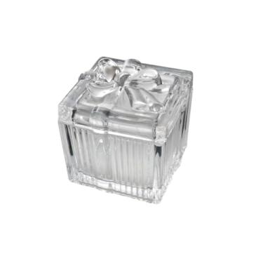 Imagem de Porta Joia de Vidro Decorativo com Tampa e Laço, 6 Centímetros