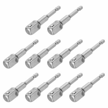 Imagem de HARFINGTON Adaptador de soquete de impacto, 10 peças, chave quadrada de 1/5.1 cm, haste sextavada de 7,6 cm, broca de extensão longa para conjuntos de soquetes de broca de porca de eixo