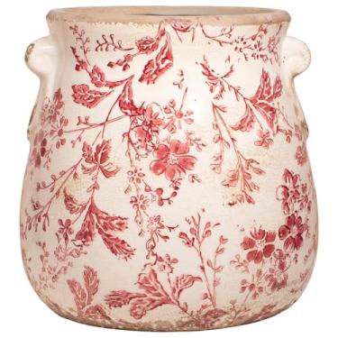 Imagem de Xiaan Jiaju Vasos de cerâmica vintage e vasos de flores com orifício de drenagem - 17 cm. Plantadores rústicos para jardim interno - vasos de plantas internos, vasos para plantas - acabamento de