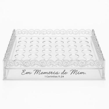Imagem de Bandeja De Acrílico Para Santa Ceia Com Suporte Para 48 Cálices Kit Ce