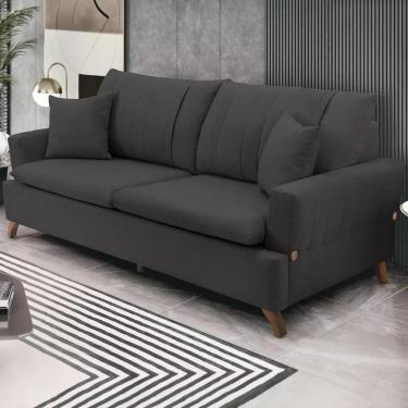 Imagem de Sofa 3 Lugares 180 Cm Eron Linho Grafite Vazzano Grafite