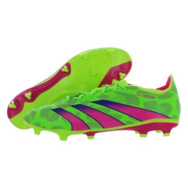 Imagem de adidas Chuteiras Predator League Generation Pred Firm Ground Soccer – Edição Limitada Textura 3D Hybridfeel Chuteiras Superiores para Solo Firme, Verde/Rosa/Limão lúcido, 11.5 Women/10.5 Men