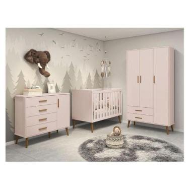 Imagem de Quarto De Bebê Isis 3 Portas Rosa Acetinado - Reller - RELLER MÓVEIS
