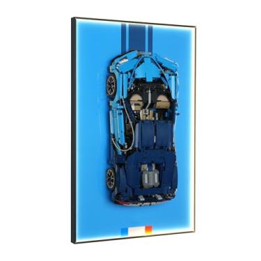 Imagem de popbricks Collector Wall Display Frame for Lego Technic Car Set 42083 – Premium Blue Gradient Showcase Board with Integrated Design & Durable Build (Board Only)