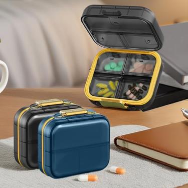 Imagem de Pacote com 2 estojos de viagem organizadores de comprimidos com 7 compartimentos cada, caixa de comprimidos dobrável diária para vitaminas medicinais, porta-comprimidos semanal portátil para bolsa de