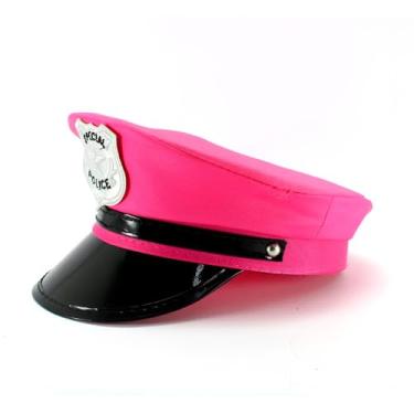 Imagem de Quepe Carnavalesco Rosa, Estilo Policial e Marinheiro, Poliéster/Algodão, 58cm Diâmetro, 12x23cm, para Festas e Fantasias