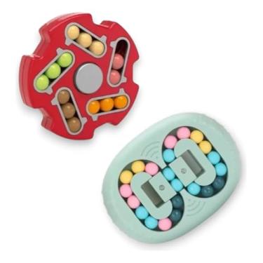 Imagem de Cubo Mágico Fidget Toys, 2 Peças, Feijão Rotativo Anti Stress para Dedos Puzzle Toys Brinquedo Sensoriais