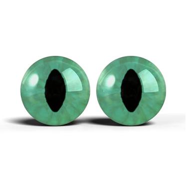 Imagem de Olhos realistas de artesanato de vidro de 2,5 cm, design de íris vertical de gato animal, conjunto de 2 peças, globos oculares de cabochão abobadados, arte, taxidermia e suprimentos para fabricação de