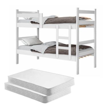 Imagem de Beliche Infantil Lorena Branco Com Colchões