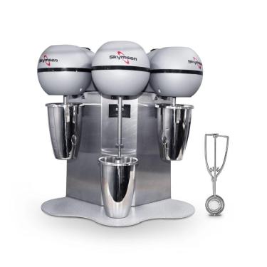 Imagem de Batedor De Milk Shake 3 Copos 0,8l Profissional Inox Bms-3 220v + Concha De Sorvete Extrator 220v