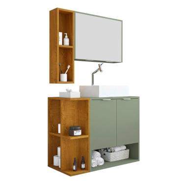 Imagem de Gabinete Banheiro Star Cuba Dalla Torneira DL08 e Valv ABS Pistache/Naturale