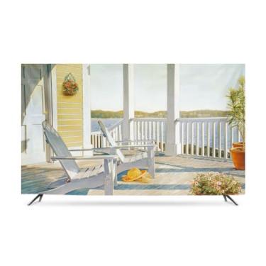 Imagem de Capa de TV Capas contra poeira moderna LED/LCD protetor de tela macia 81-201 cm capa de exibição interna para pendurar monitor curvo de mesa para televisões computador azul-3||43 polegadas