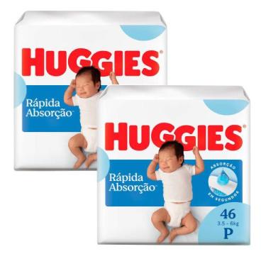 Imagem de Kit 2 Fralda Huggies Tripla Proteção Tamanho P Pacote Mega 46 Fraldas 