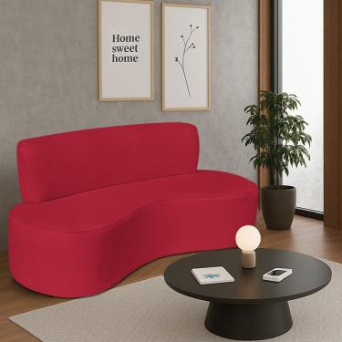 Imagem de Sofá Curvo 3 Lugares Amsterdã 180cm Suede Cor Vermelho
