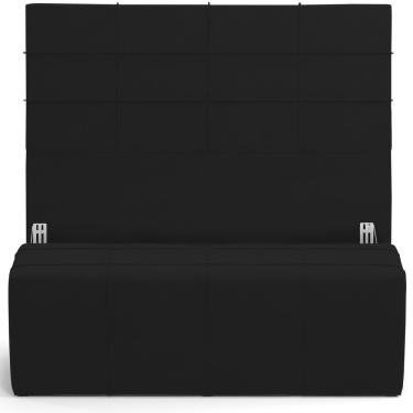 Imagem de Kit Cabeceira Cama Box Casal 140cm Com Calçadeira Roma W01 Suede Preto - Lyam