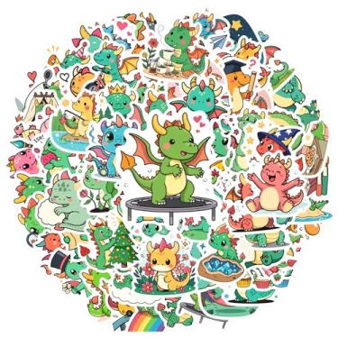 Imagem de 100 pçs dragão aventura fantasia animais divertidos adesivos de brinquedo fofo para guitarra, laptop, capacete, skate, guitarra, faça você mesmo, bicicleta, skate, laptop, bagagem, decoração
